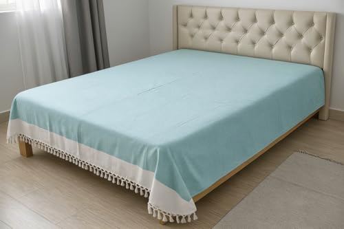 Image of Single Bed Sheet Cotton | for Single Bed, 60 x 90 inch, Pure Cotton, Breathable Fabric, Pack of 2 Pink & Yellow (1, Fine-Green)