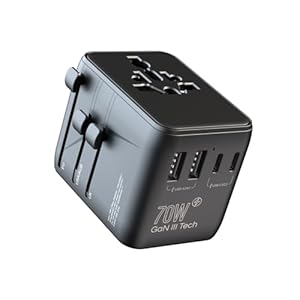 70W International European Travel Plug Adapter – HICHOR Fast Universal Travel Plug Adapter for US to Europe Worldwide Adaptor 1 AC Outlet 2 Type-A 3 Type-C EU UK Spain Australia Ireland Italy