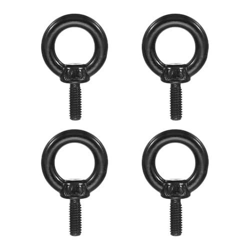 Image of PATIKIL Lifting Eye Bolts M4 x 11mm, 4 Pcs 304 Stainless Steel Shoulder Ring Threaded Screw Machinery Shoulder Eyebolt for Lifting Hanging, Black