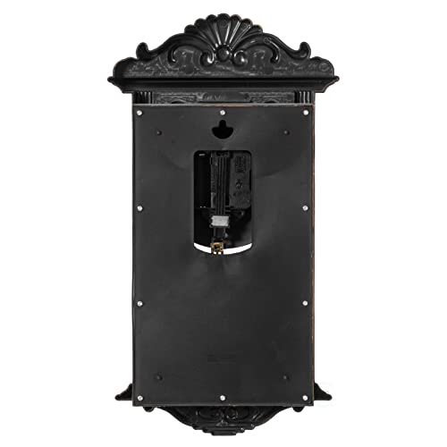 Quickway Imports Vintage Grandfather Wood- Looking Plastic Pendulum Wall Clock for Living Room, Kitchen, or Dining Room, Brown