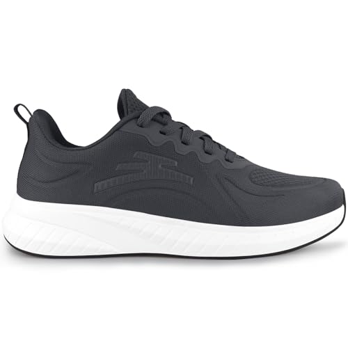 Puweco Lightweight Mens Walking Sneakers, Mens Running Shoes with Breathable Mesh, Anti-Slip Men Sport Shoes for Workout, Gym, Jogging and Hiking Dark Grey