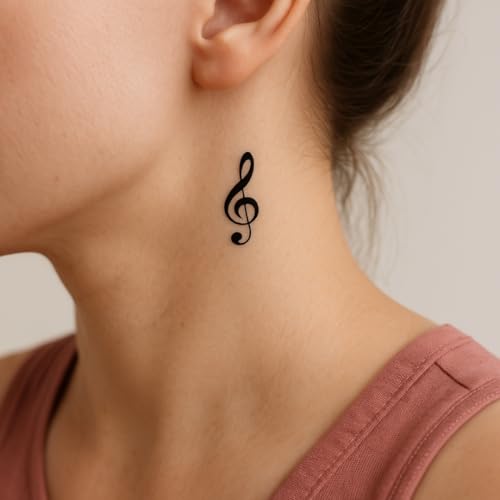 Tatuaggio MUSICA - Temporalis® | Tatuaggi temporanei uomo donna, tatuaggi finti vegani e waterproof - Certificato UE - Dura 1-2 settimane [ Tattoo Piccola chiave di sol ]