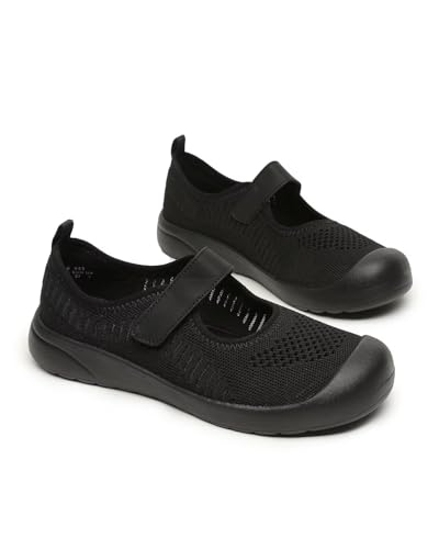 Women's Mary Jane Flats Comfortable Knit Slip-on Walking Shoes Ballet Flats Dressy Casual Shoes with Adjustable Straps Arch Support4