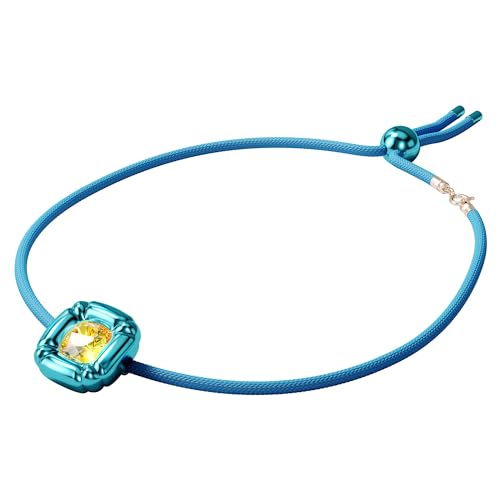 SWAROVSKI Dulcis Necklace, Single Yellow Crystal in a Bright Blue Setting on a Braided Cord, Part of The Dulcis Collection