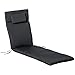 Outsunny Cojín para Tumbona de Exterior 198x53x5 cm Desenfundable y Lavable con Reposacabezas Extraíble Colchoneta Plegable de Algodón para Silla Reclinable de Jardín Gris