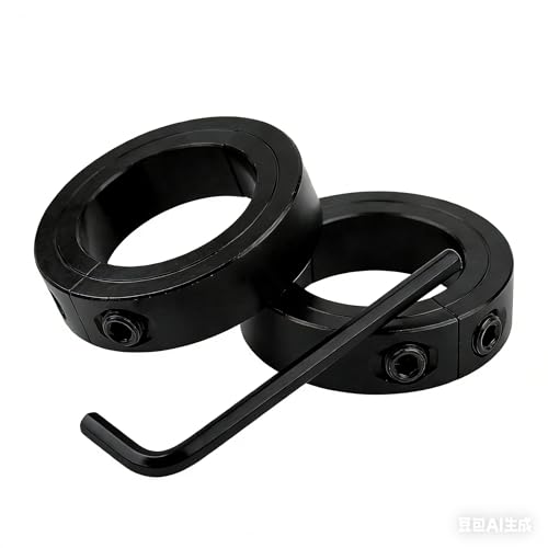 RPS-IND 2-Pack High Precision 1" Bore Double Split Clamp-On Shaft Collars, Carbon Steel Black Oxide with Set Screws and Hex Key for CNC, Linear Rails, Industrial Equipment