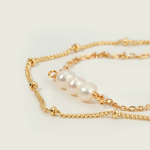 Image of MEVECCO Bracelet for Women 14K Gold Plated Dainty Chain Simple Jewelry Cute Handmade Minimalist for Her
