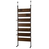 DORIS ドリス 突っ張り パーテーション つっぱり 間仕切り おしゃれ 幅60 奥行25.5 高さ201-258 金属製フック6個付属 壁面収納 組立 ブラウン カロン 60cm【14094】