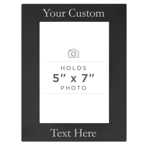 CustomGiftsNow Personalized Add Your Custom Text Engraved Anodized Aluminum Hanging/Tabletop Personlized Group Family Photo Picture Frame 5x7-inch Vertical Black