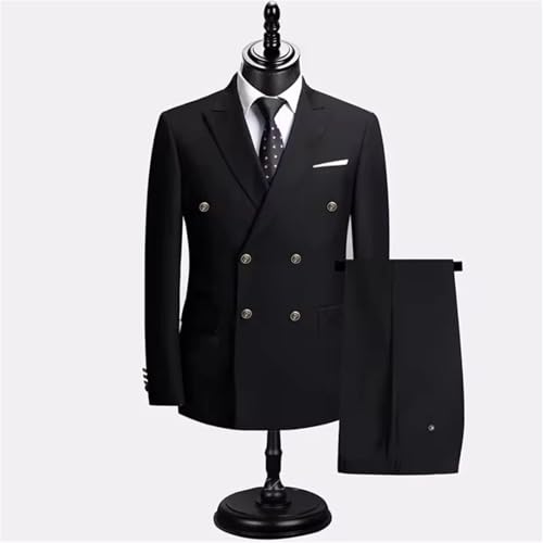 Men's Double Breasted Suit Blazer & Pants Set, Formal Wedding Party Business Outfit, Slim Fit Tuxedo3