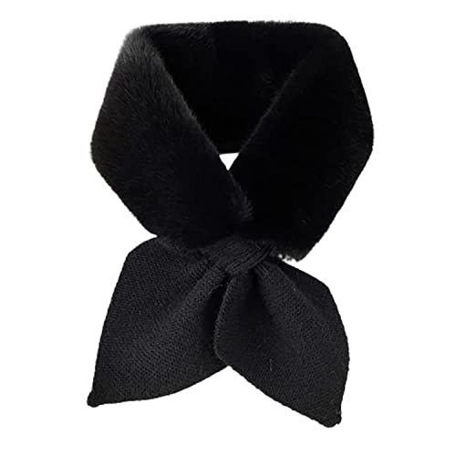 WERTYT Femmes Hiver Chaud Fausse Fourrure Cou éCharpe Plus Chaud Mignon Noeud Papillon ChâLe Enveloppement Manteau Accessoire (Noir) Cover