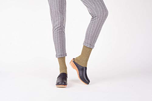 Troentorp Clogs, Bastad Da Vinci Slip On Closed Toe Leather Womens Original Swedish Wooden Clogs Us 8 (Eu 38) Black #TOP4