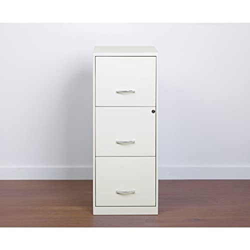 Space Solutions 3 Drawer Vertical Metal File Cabinet With Lock Pearl White #TOP4