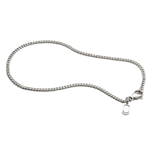 CRAFTD | Silver Curb Link Bracelet | Durable Rhodium & 316L Stainless Steel | Waterproof, Heat & Sweat Resistant | Gifts for Men | Men's Jewelry | Size 2MM | Length 7.5