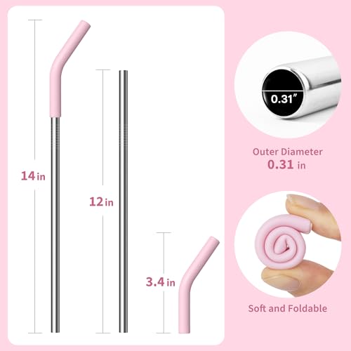 Image of 12.2 inch Metal Long Straw for Stanley 40 oz Cup, Reusable Straight Straw