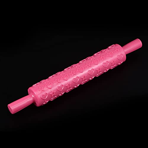 Harfington HTA230401HH0380 Pattern Embossed Rolling Pin 14.57 Inch X 1.97 Inch Star Heart 3D Pattern Pp Plastic Non-Stick Embossing Textured Rolling Pins thumb #2