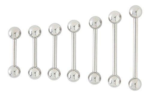Lobal Domination 10Pk Of 10G Or 12G Steel Barbells Tongue, Eyebrow, Nipple, Tragus Rings Wholesale Body Jewelry (10G - Length 1/2" - Ball Size 6Mm) #TOP8