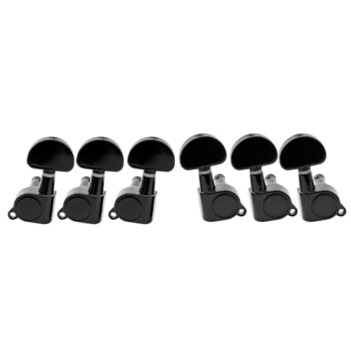 Guitar String Tuning Pegs 3R3L 15:1 Ratio Full Sealed Machine Heads Tuners Tuning Pegs Keys With 45 Degree Screw(Black,Half)