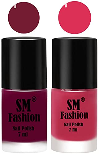 Image of Long Lasting Nail Polish | Nail Paint Combo 7 ml Each) - Set of 2 Mulberry-Dusty Pink