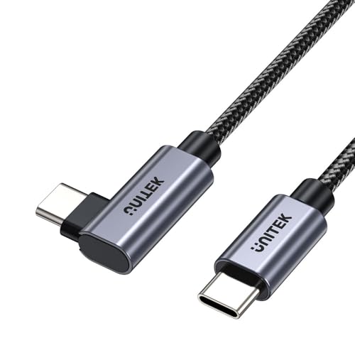 Unitek Right Angle USB C to USB C Cable, 100W Type C 90 Degree Fast Charging Cable Compatible with iPhone 17/17 Air/17 Pro/16, MacBook Pro 2022, iPad Pro 2022, Dell XPS, Samsung Galaxy S25/S24, 3.3FT