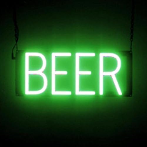 Image of SpellBrite LED Neon BEER Sign for Business - Green, 16 inch x 6 inch | Ultra-Bright Click-Together Signage for Bars & Restaurants, with Visibility from 500 ft - 8 Animations, 6 Brightness Levels