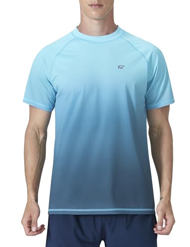Image of Men's Swim Shirts Rash Guard UPF 50+ UV Sun Protection T-Shirt Quick Dry Fishing Beach T Shirts | Quick Dry Cooling Fabric with UPF 50+ Blocks 98% UV Rays. Anti-chafing Flatlock Seams Ensure Comfort for Beach and Fishing