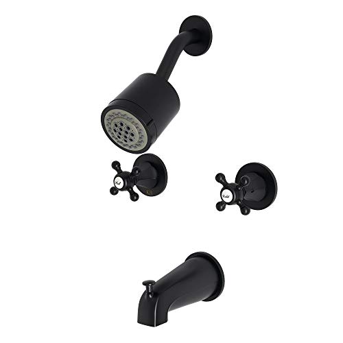 Grifo para bañera y ducha Kingston KBX8140BX, acabado negro mate, colección Metropolitan; con dos mangos; construcción de latón y ABS de grado técnico; cartucho sin empaques duradero miniatura 1