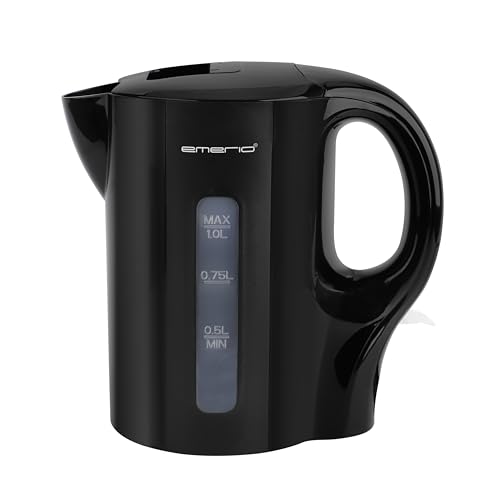 EMERIO Wasserkocher 1.0 Liter | 1200 Watt | Wasserstandsanzeige | Trockengehsschutz | Auto-Off | STRIX | beleuchteter Ein-/Aus-Schalter | ideal für Zuhause, Camping oder Büro | WK-133947 | Schwarz – Bild 5