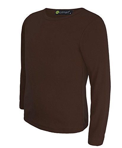 LOTMART básico Superior de Manga Larga para niñas en Marron Oscuro 5-6 años