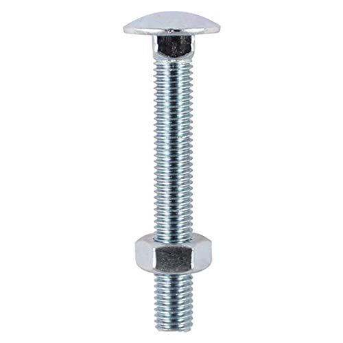 TIMCO BZP Carriage Bolt and Hex Nut - M8 x 180 - Zinc - Pack of 2