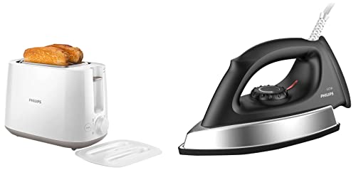 Philips Daily Collection 830-Watt 2-Slice Pop-up Toaster&Philips 300W Lightweight Hand Mixer, Accessories and 2 Years Warranty&Philips Heavy Weight 1000-Watt Dry Iron