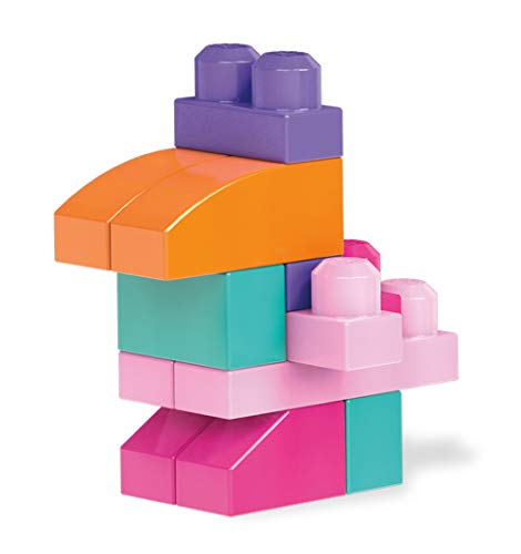 Mega BLOKS Juego de construcción Big Building Bag con 60 Bloques de construcción Grandes y Coloridos y 1 Bolsa de Almacenamiento, para niños de 1 año en adelante, Modelo Surtido, DCH54