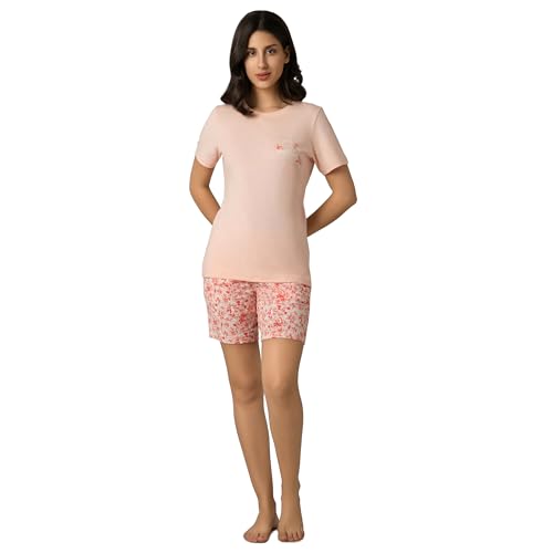 Image of Amante Womens Pink Cherry Printed Relaxed Fit Sleep Shorts