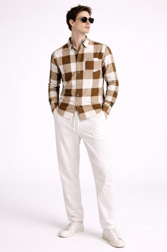 Image of FALCONWEAR Men's Cotton Checkered Casual Shirt Black and White Buffalo Plaid Button Down Full Sleeve Regular Fit Stylish for Boys and Men