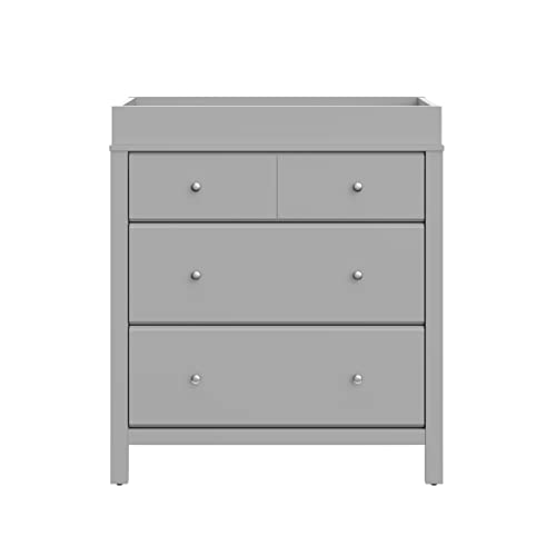 Storkcraft Carmel 3-Drawer Chest with Changing Topper (Pebble Gray) - Baby and Kids Dresser with Built-in, Removable Changing Table Topper, Ideal for Nursery or Children's Bedroom