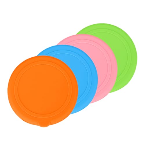 Cabilock 4pcs Colorful Flexible Silicone Food Lids Multi Purpose Round Covers for Glass Bowls Jars and Cans Reusable Easy to Clean Tight Seal for Food Storage