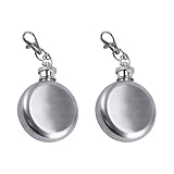 2PCS Stainless Steel Round Hip Flask,1oz Hidden Flasks for Liquor for Men, Multifunctton Pocket Mini Small Pocket Flask,Mini Pocket Wine Bottle with Keychain 1oz Pocket Whiskey Bottle