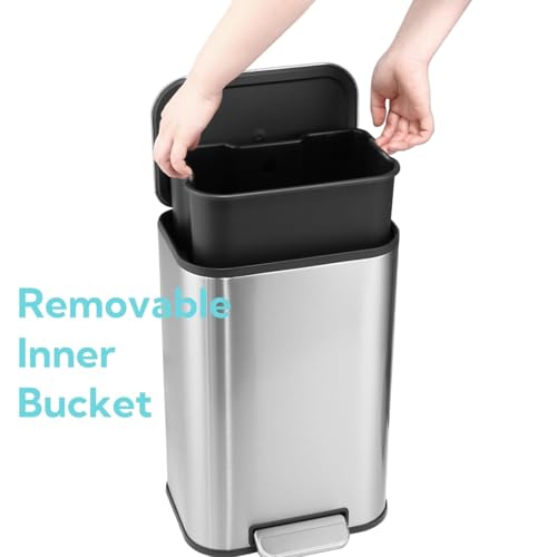 Caneca de Basura de Acero Inoxidable con Pedal y Cubeta Interna miniatura 5