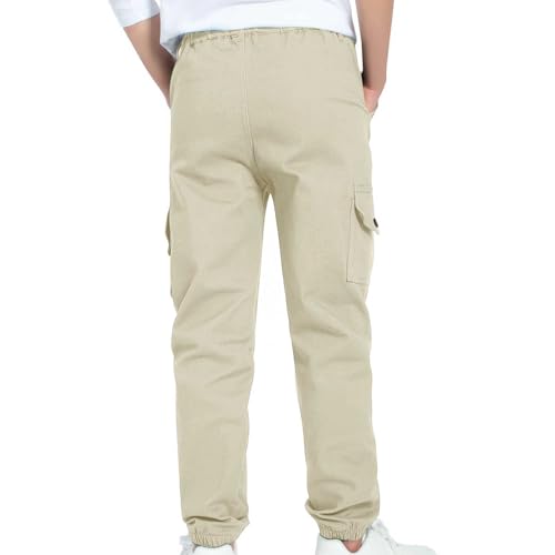 Cargo Pants Boys Childrens Sports Track Pants Stretch Elastic Waist School Kids Twill Joggers for 4-13 Years4