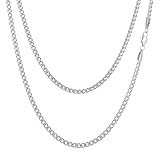 AFSTALR Panzerkette Herren Halskette 3mm Breit Edelstahl Silberkette Kette Herren 50CM Kubanische Gliederkette Cuban Link Chain Schmuck für Männer Damen