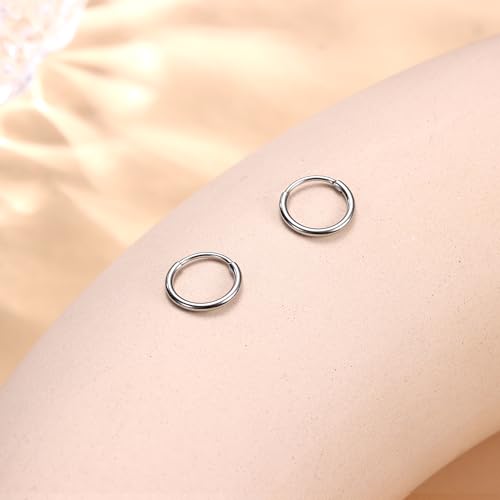Miniatura 8 de Milacolato Pequeños Pendientes De Aro De Plata Para Mujer Hombre 8mm