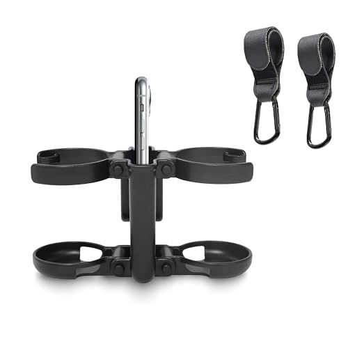 Image of Baby Stroller Cup Holder with Hooks Phone Holder Baby Travel Essential Universal Stroller Accessories Attachment Bike Wheelchair