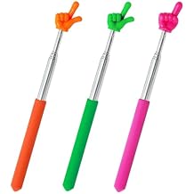 3 Pcs Extendable Hand Pointer Finger Pointer Stick,Mini Retractable Pointer Sticks,Talking Stick,Small Hands,Extendable Pointer Finger,Supplies ClassroomOrange+Green+Pink