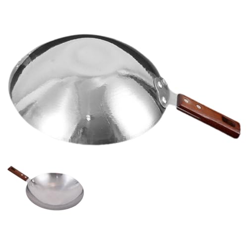 Wok de acero inoxidable con mango de madera miniatura 1