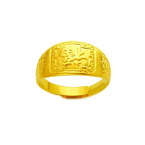 Imagen de YANRR Latón de Anillos de los Hombres Chapado en Oro Amarillo de 24K Anillos Anillo Suerte de Hombres