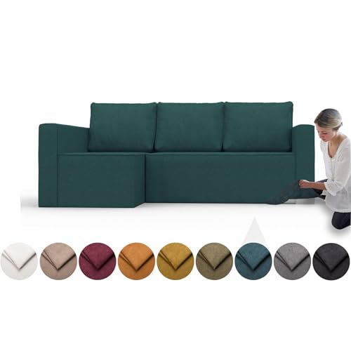 comfortly Fodera per divano letto angolare Manstad a sinistra, di ricambio, resistente, 5 pezzi, tessuto morbido e resistente, lavabile, facile da pulire e sostituire (corona, blu oceano)