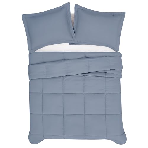 London Fog Garment Washed Solid Comforter Set Blue Microfiber 3-Piece Full/Queen Comforter Set, Solid Themed, Adult and Teen, Oeko-TEX Certified - Image 4