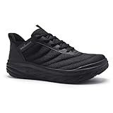 Men's Orthopedic Diabetic Wide Road Running Shoes: Comfort Plantar Fasciitis Hammer Toes Arch Support Heel Spur Walking Shoes, High Arch Biking Leisure Shock Absorber Sneakers Black Size 10.5