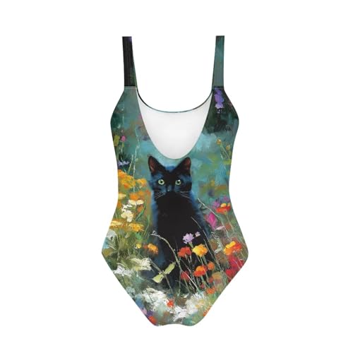 Image of One Piece Bathing Suit for Teen Girls Comfy Crewneck Backless Bathing Suit