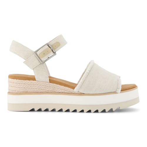 Image of TOMS Women's Diana Wedge Heel Sandal, Leather Upper, Rope-Wrapped Midsole, Adjustable Strap, Buckle, OrthoLite Insole